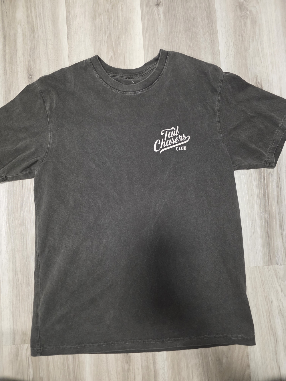 Buckle Tail Chasers Club Tee - Washed Charcoal with White Logo